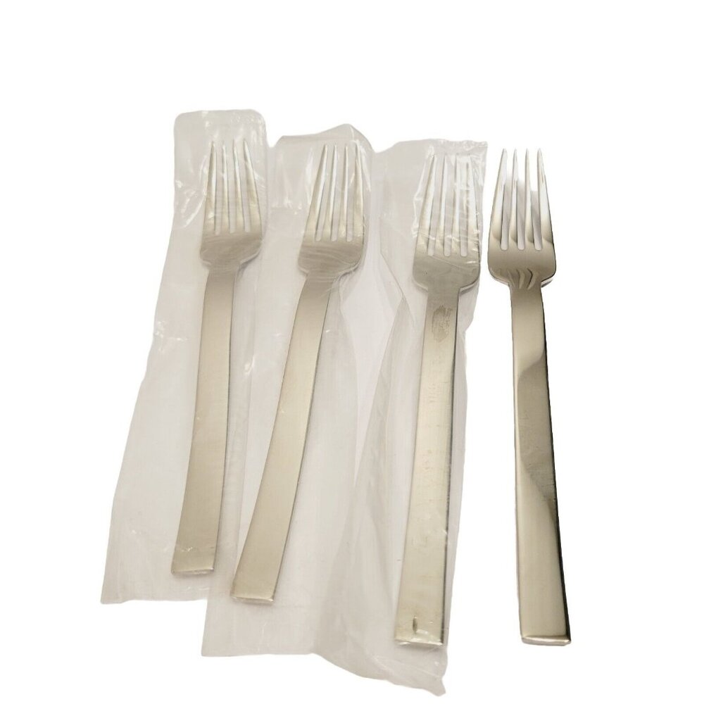 4 Arcoroc Realm Dessert Forks 18/10 Stainless Steel 7.5" Flatware Silverware